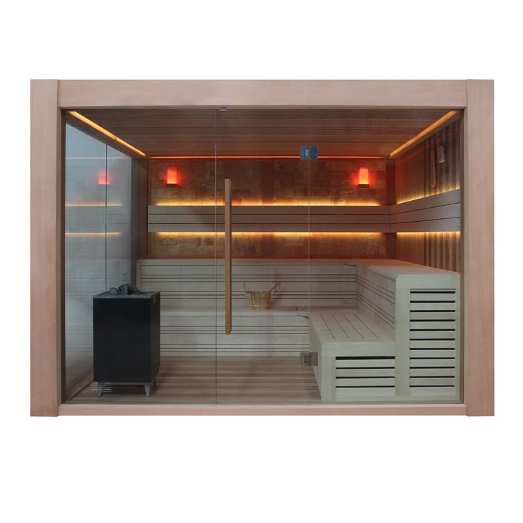 Finnische Sauna AWT E1416A aus Zedernholz inkl. Saunaofen EOS Cubo / 300 x 300